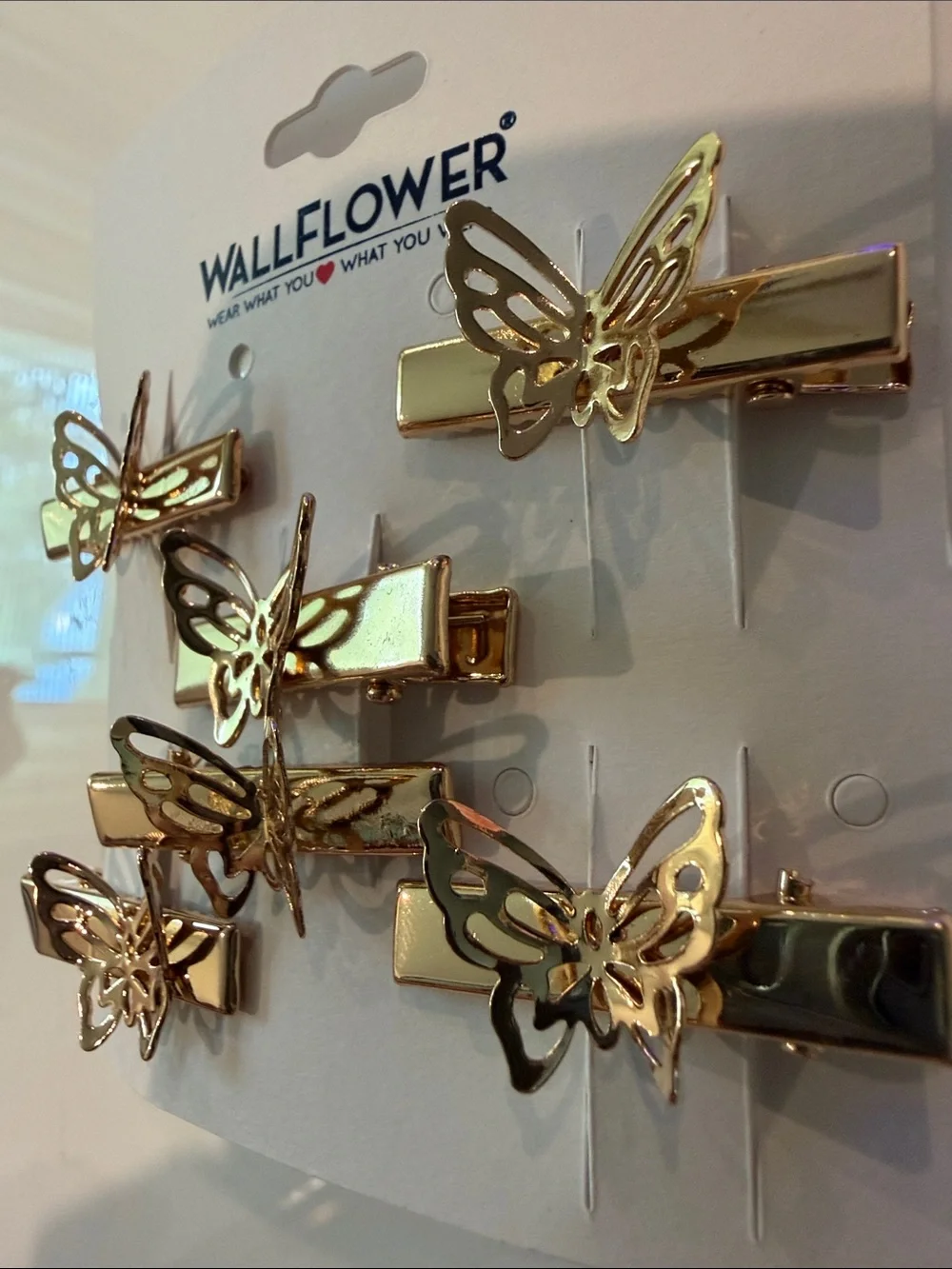 Wallflower Gold Butterfly Clip Set — 6 Metallic Hair Clips BRAND NEW